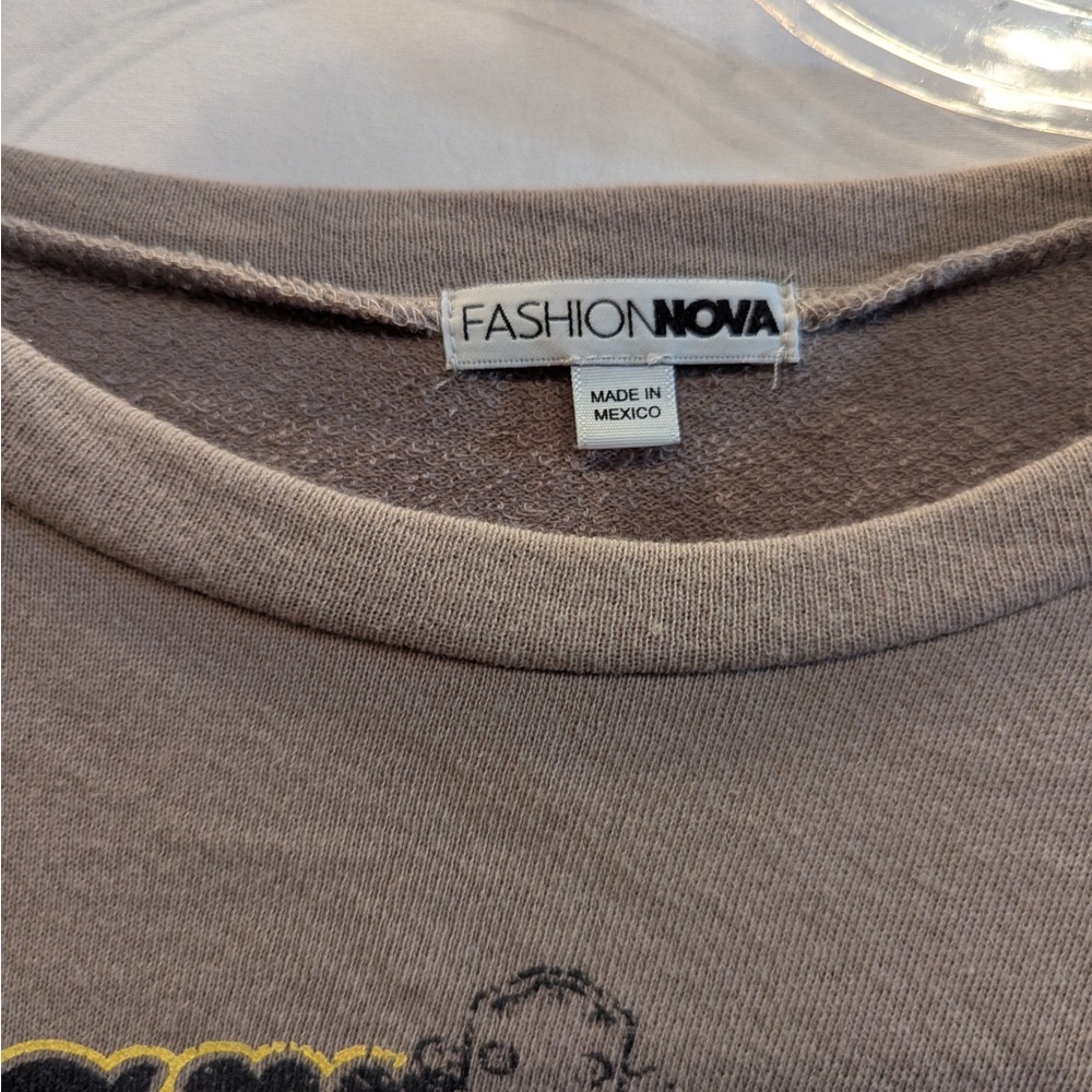 163 Fashion Nova Taupe Graphic Sweatshirt - Picture 3 of 6